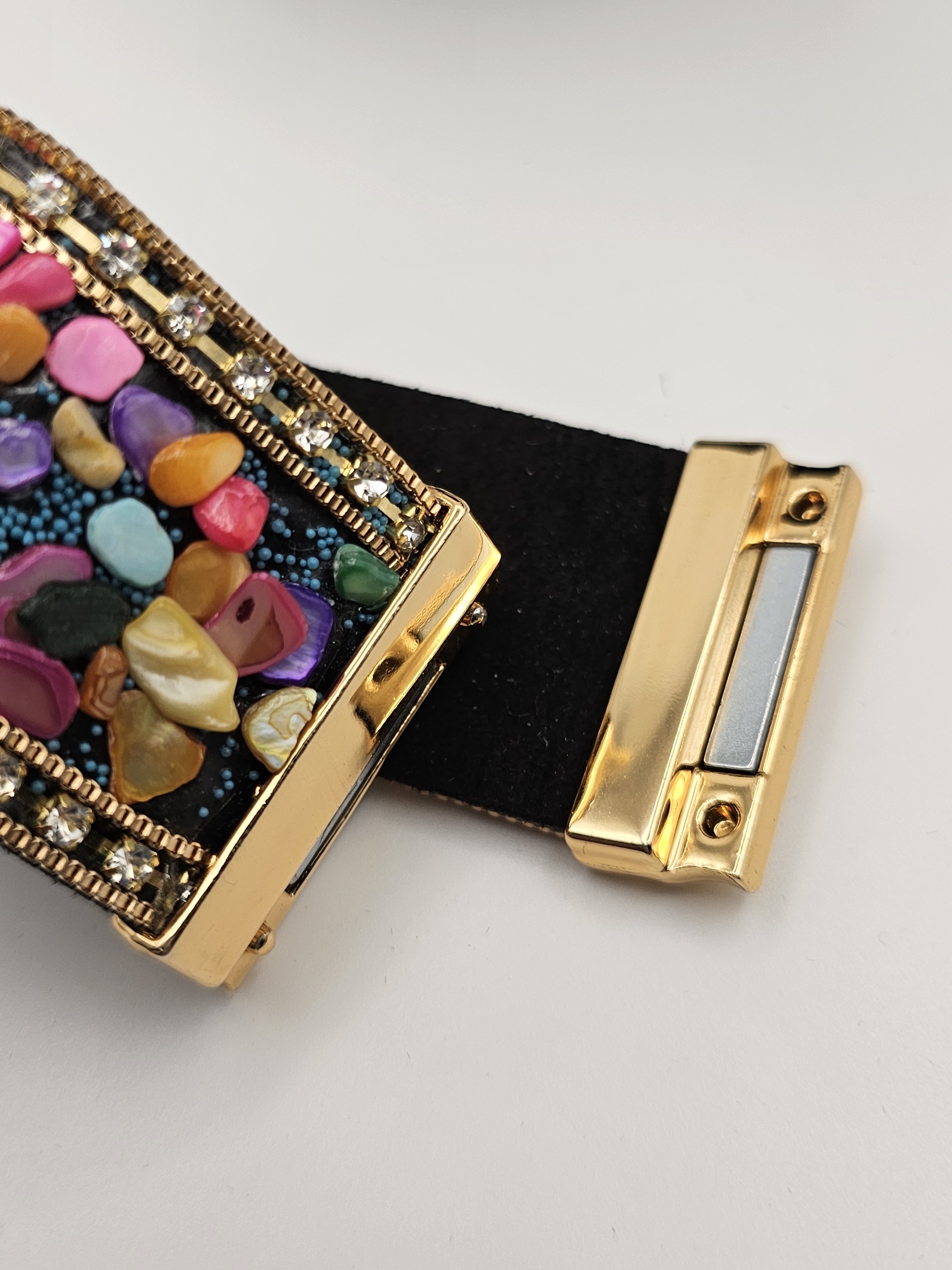 New Petalura "Treasure Road" Magnetic Cuff Bracelet Vegan Leather Various Stones — image 2 of 8